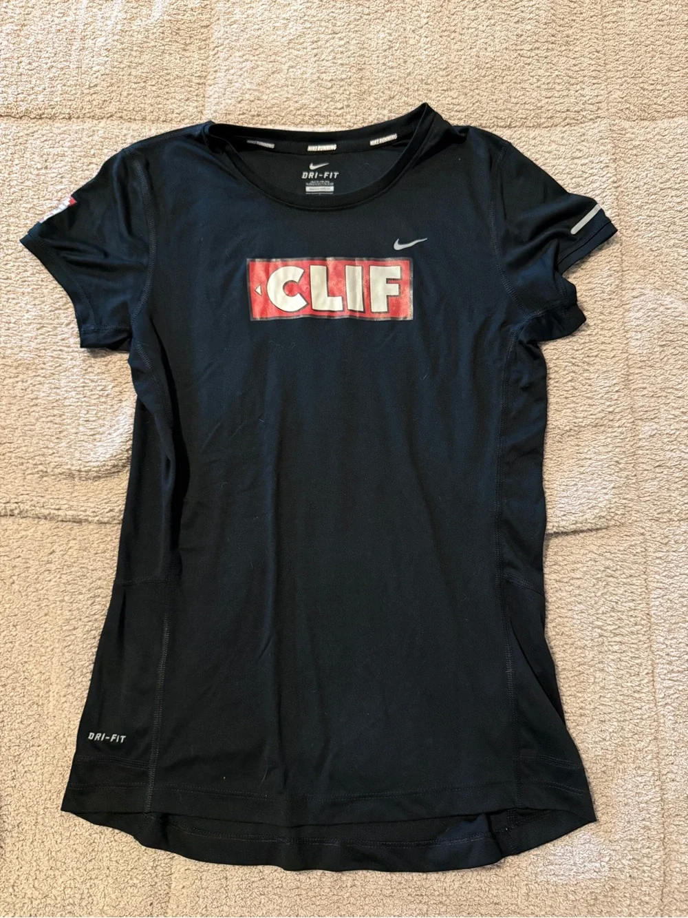 Nike Black Dri-FIT Women's Short Sleeve Tee with Red CLIF Logo